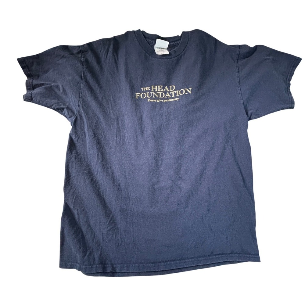 Y2K The Head Foundation Graphic T-Shirt Navy Blue Mens XL Funny Novelty Gag Gift
